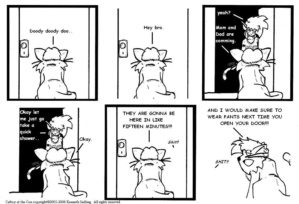 Answering the door... with no pants...