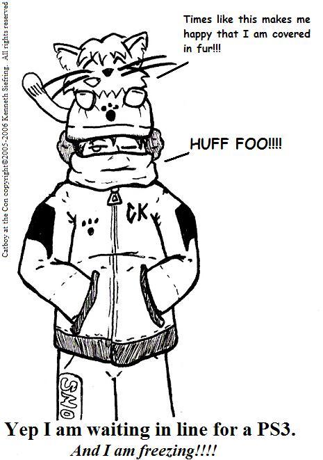 Filler Art:  Standing in Line for PS3