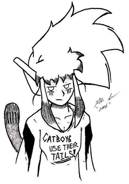 Filler Art: Catboys use their Tails!