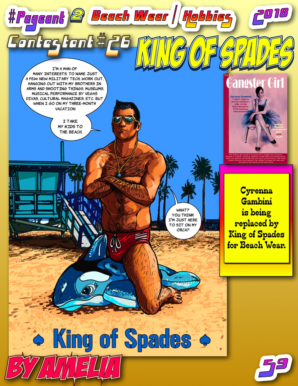 #Pageant #2 Pg. 59 : Beach Wear / Hobbies : Contestant #26 : King of Spades