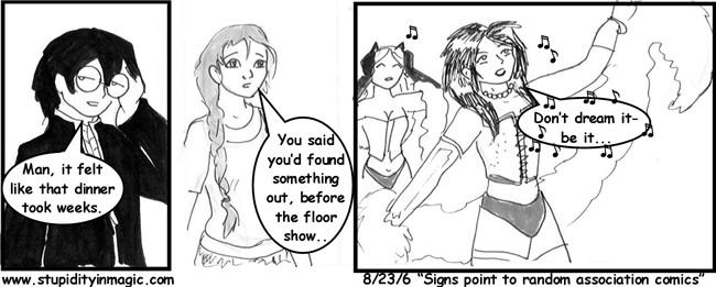Signs point to random association comics