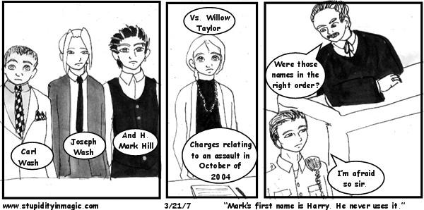Mark's first name is Harry. He Never uses it.