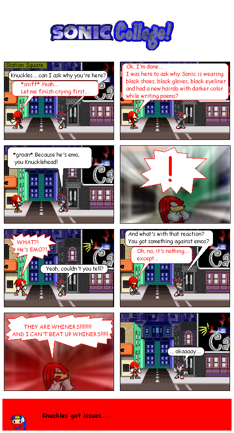 Page 33: Knuckles is against emos...