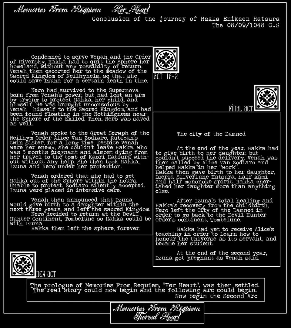 Conclusion of the First Arc of Memories From Requiem, Beginning of the Second Arc