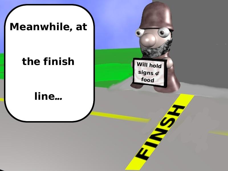 Meanwhile at the finish line