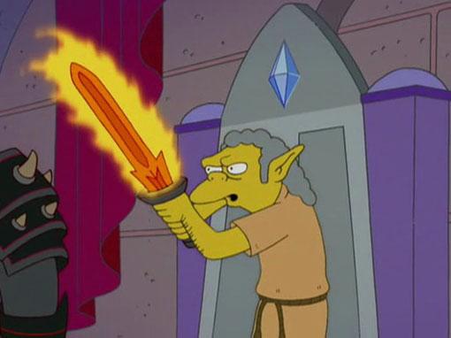 Moe's character with The Shadow Knight's sword