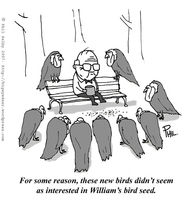 This cartoon hates the way old people are always carrion on.