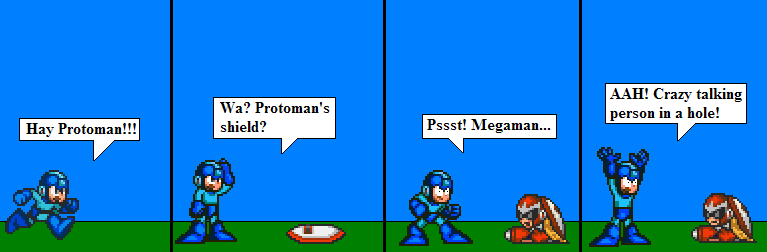 Protoman in a hole