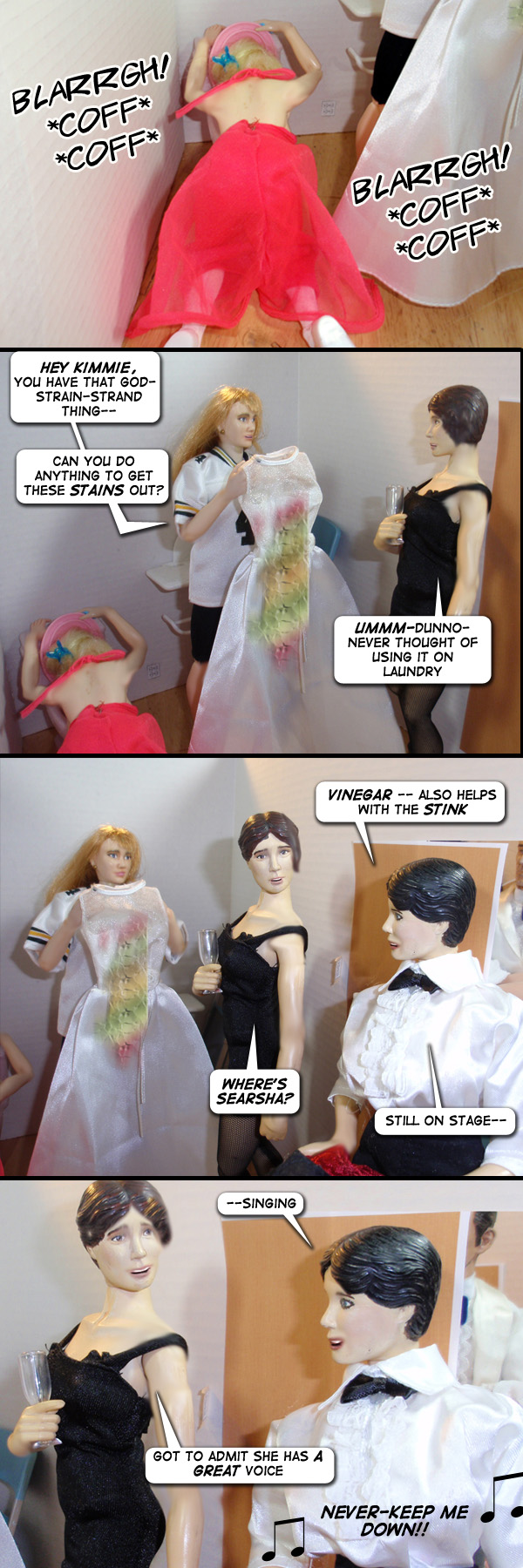 After Awards party: Belle continues to puke