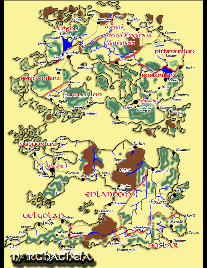 Map of North and South Narthatheia,