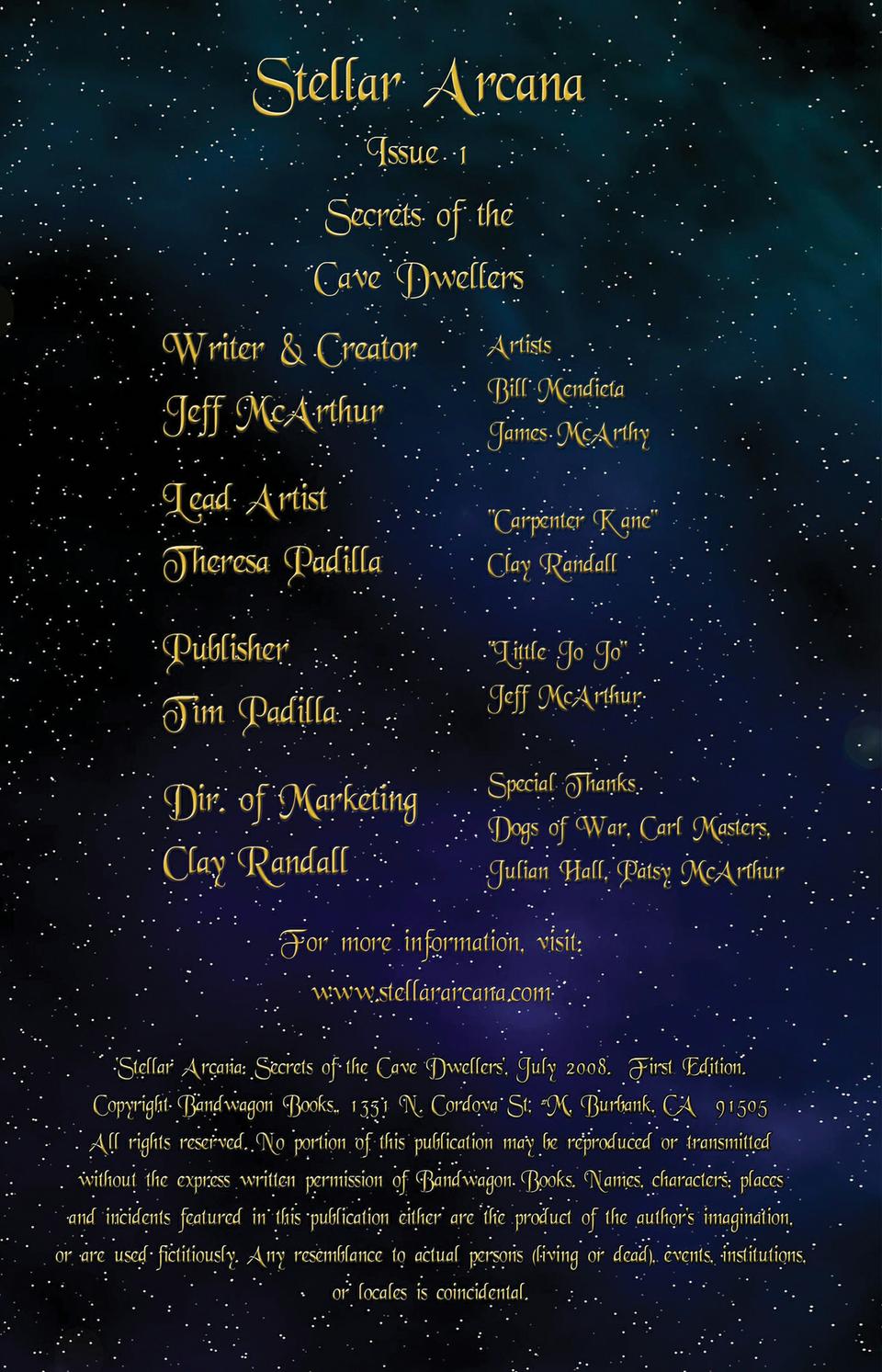 Stellar Arcana, Issue 1 - Credits