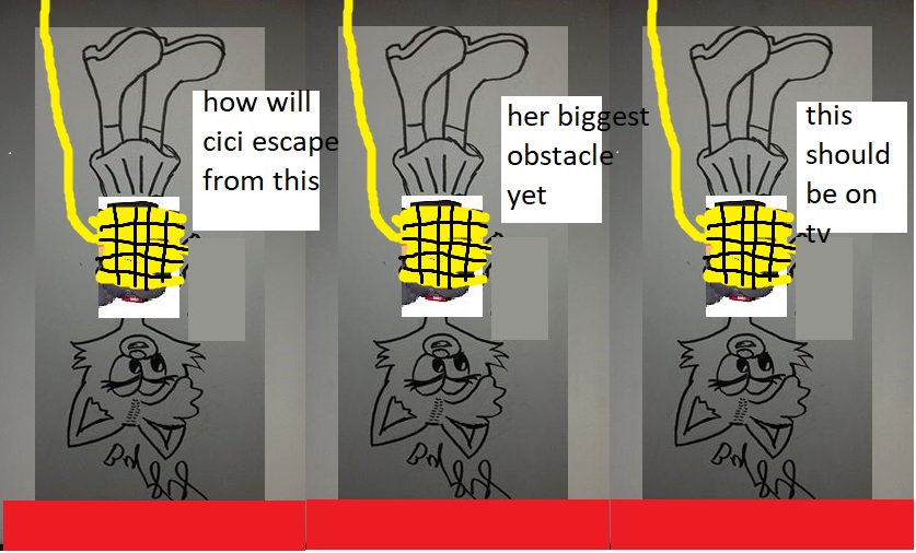 cici tied up above lava