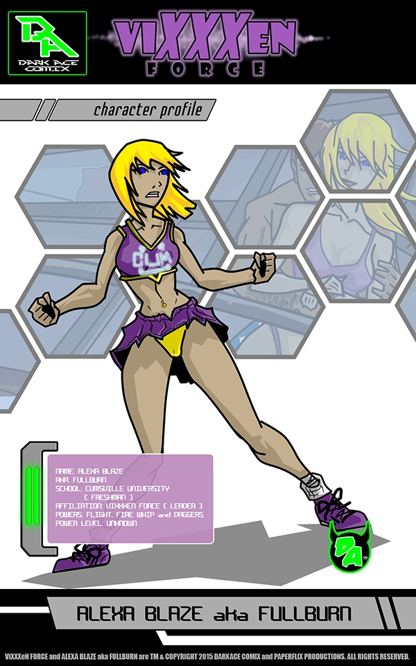 DARKACE ILLUSTRATED presents: ViXXXen Force character profile: Alexa Blaze