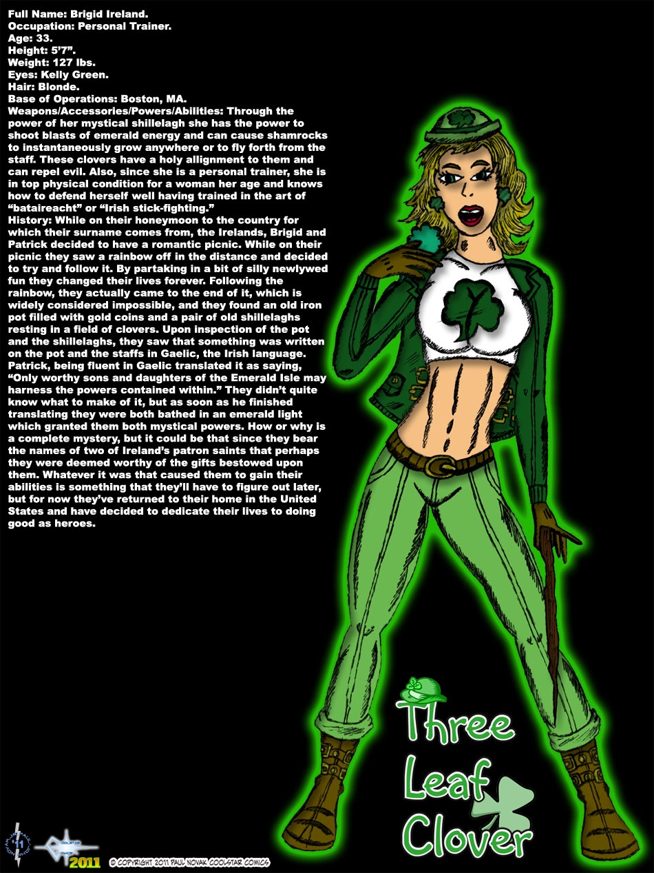 Three Leaf Clover - Mystical Irish Super-Heroine