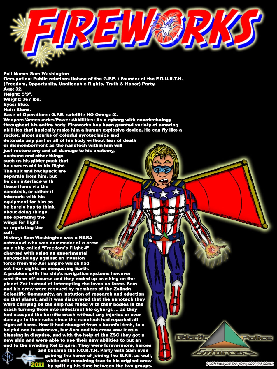 Fireworks - patriotic cybenetic super-cop