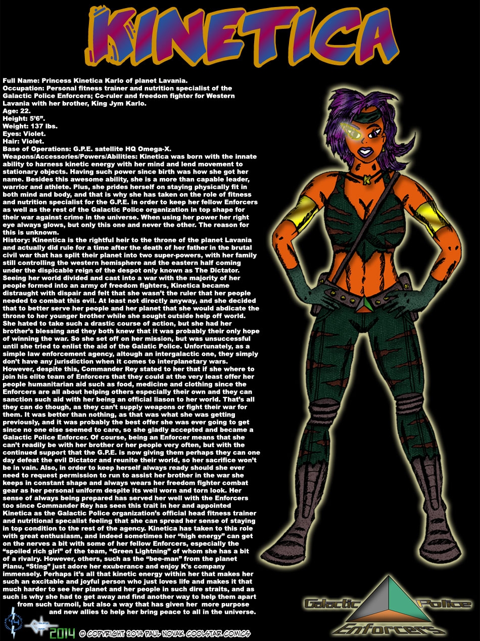 Kinetica - Kinetic-powered Super-Cop and Princess in Exile