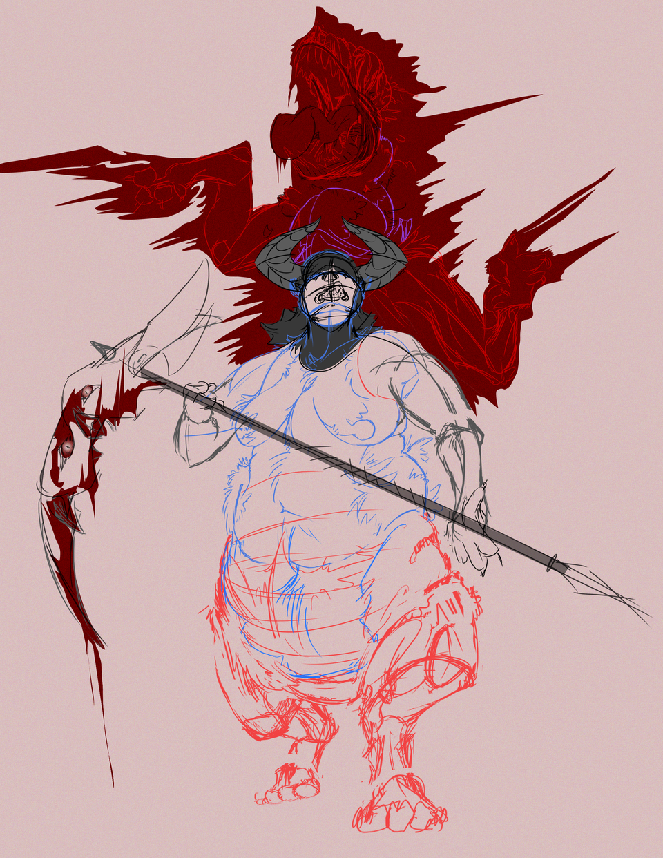 Sketchy Concept Art — Saint Oleander, the Rottweiler Reaper: Harbinger Body Explanation