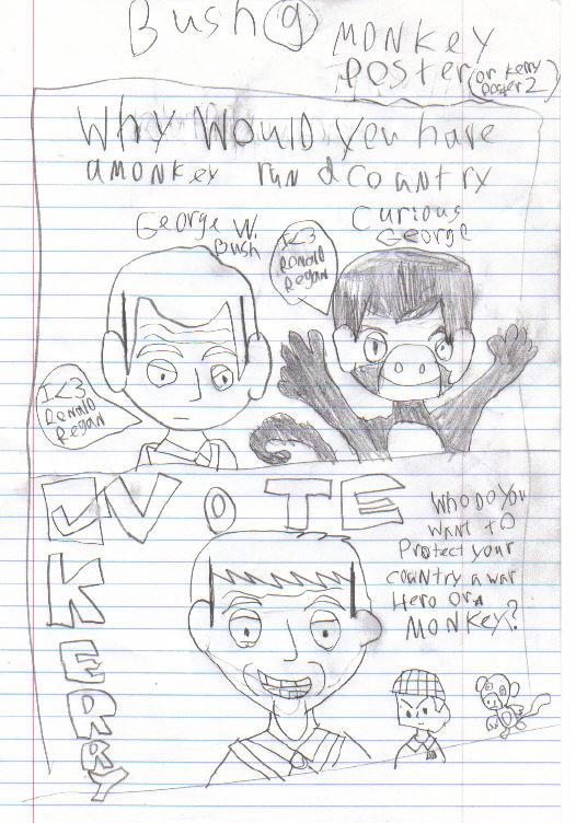 Bush @  monkey poster (kerry poster 2)