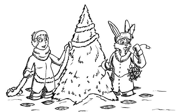 Nemi and Bodil Tree Trimming (sketch)