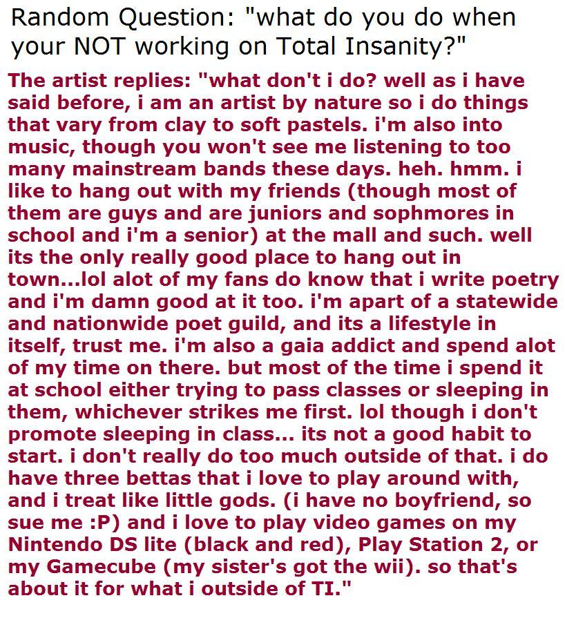 Total Insanity: Q&A