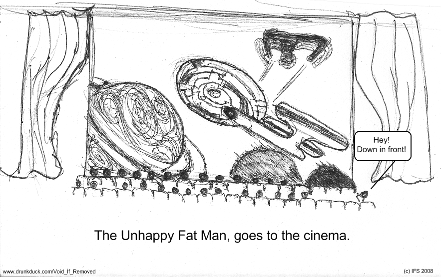 Unhappy Fat Man at the cinema