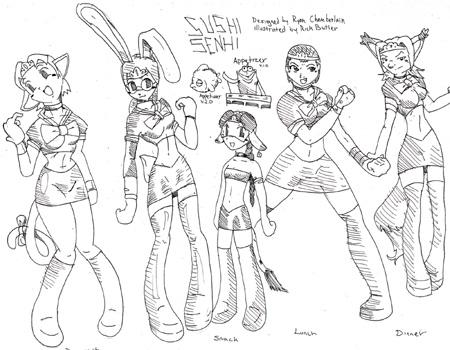 ART!: Sushi Senshi sketches