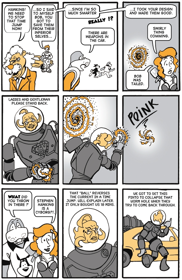 Time after Time page 12- Stephen Hawking kicks Butt!