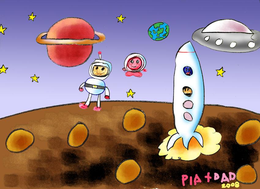 Kirby and Bomber Man in Space!