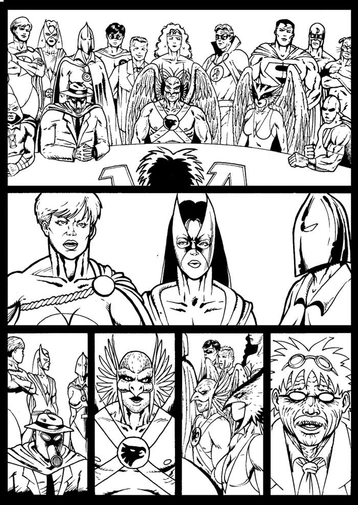 JSA: Crisis Unfolding, Page 5 (B&W)