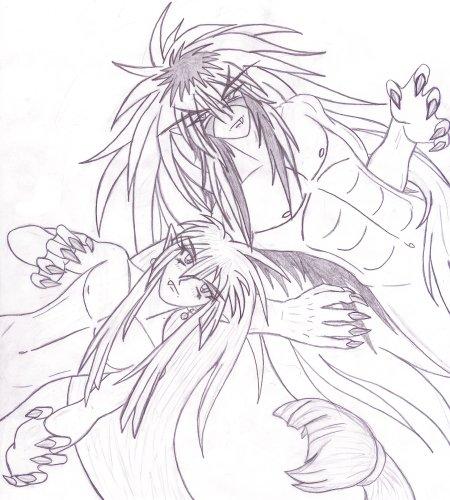 [FAN ART] Kishin Douji Zenki - Semi-nude Zenki and Goki circa 2003