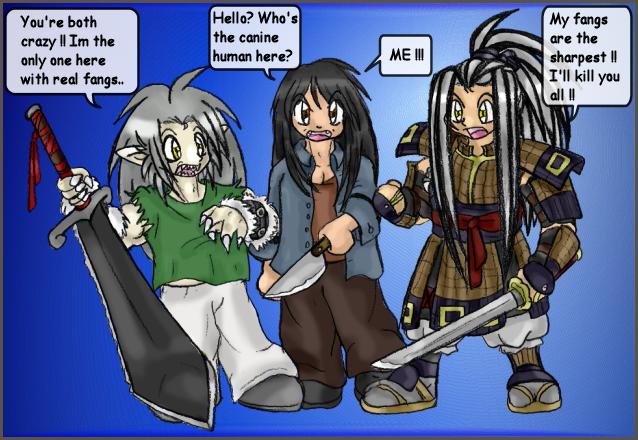 [FAN ART] Two Moons: Issen Arguing with My Chars Circa 2006