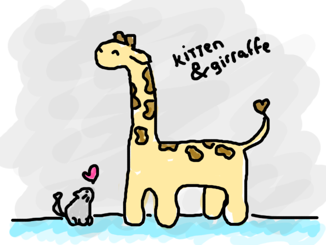 kitten and giraffe