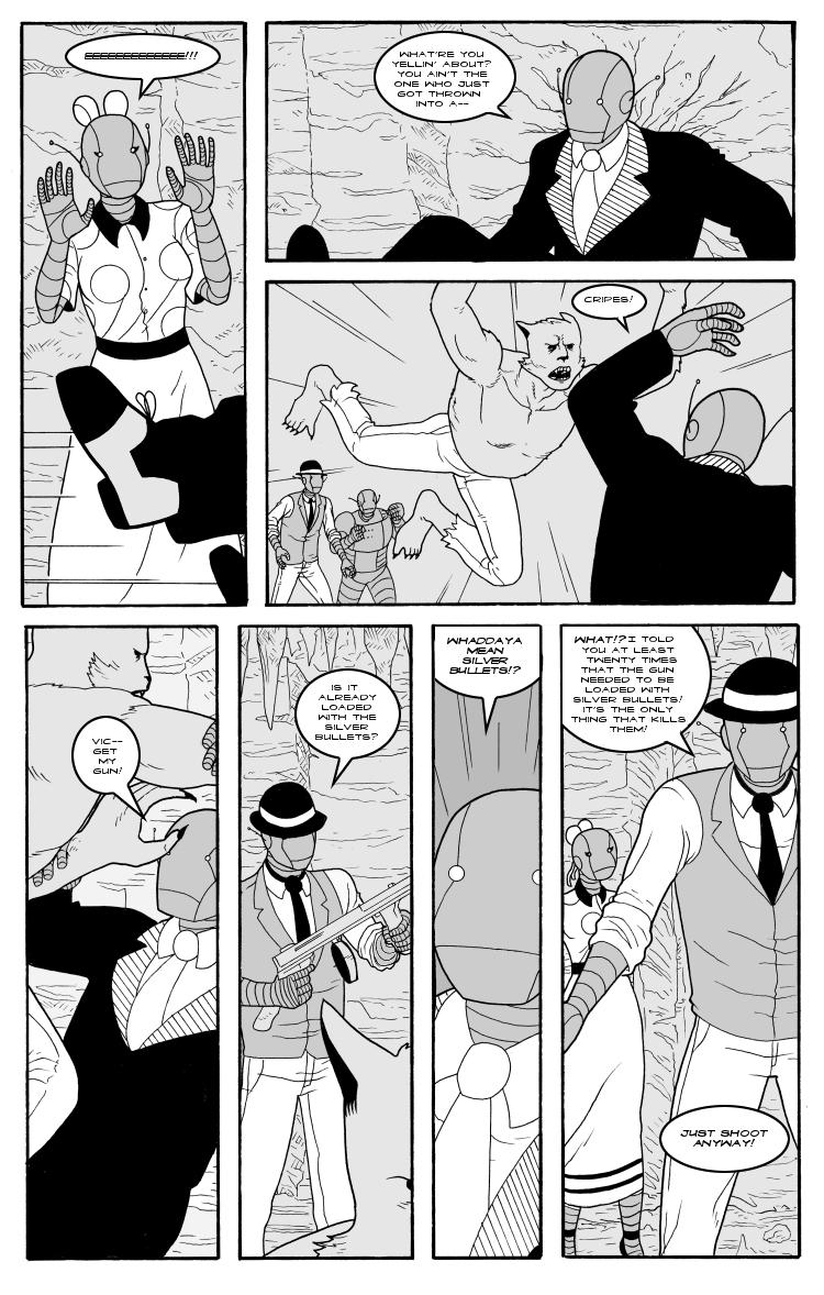 The Hauntbots VS the Werewolf of Ghost Creek pt 2 pg 1