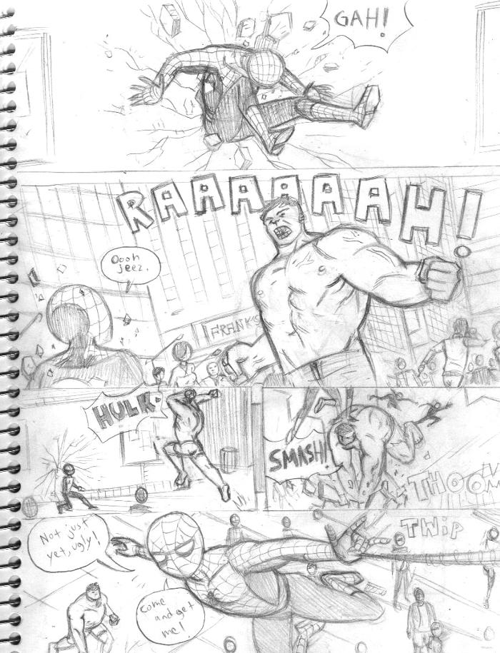 Spidey and Hulk sketch comic
