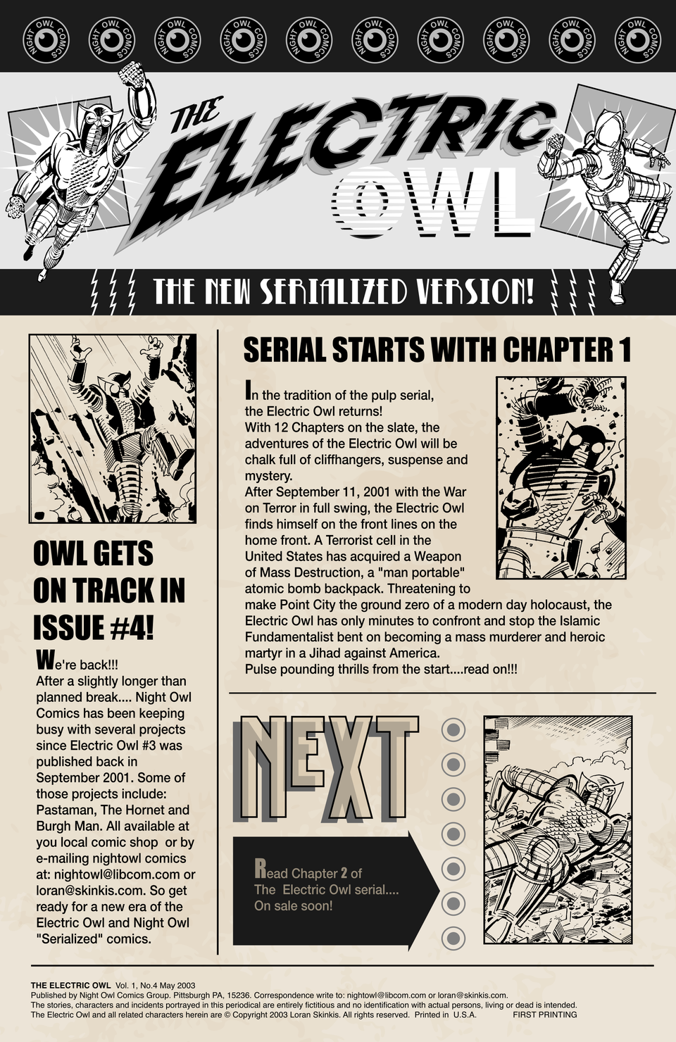 Electric Owl #4 - INSIDE FRONT COVER