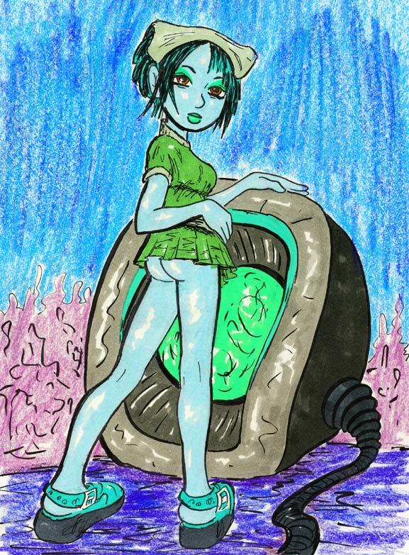 Blue girl nopants 