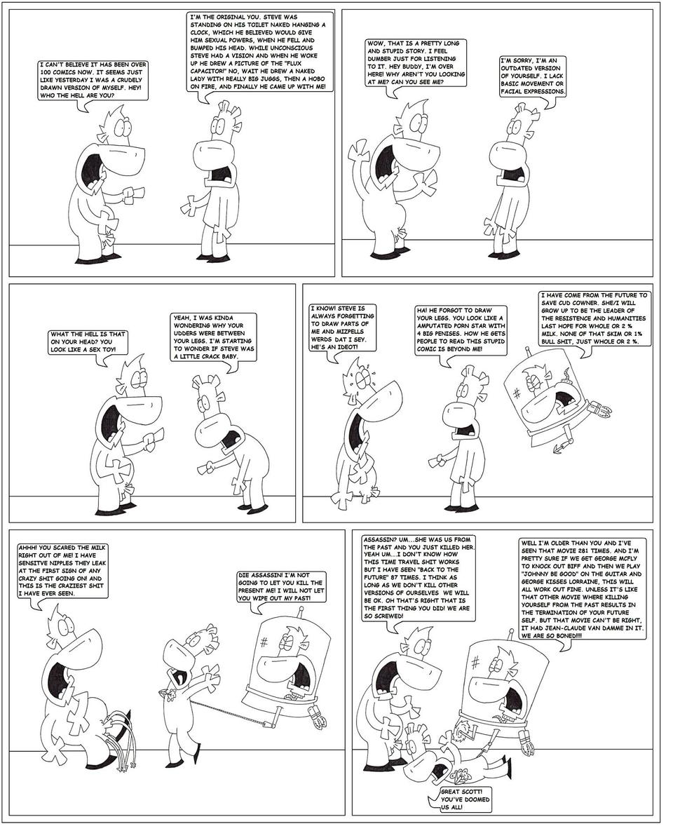 100! Past, present and future collide