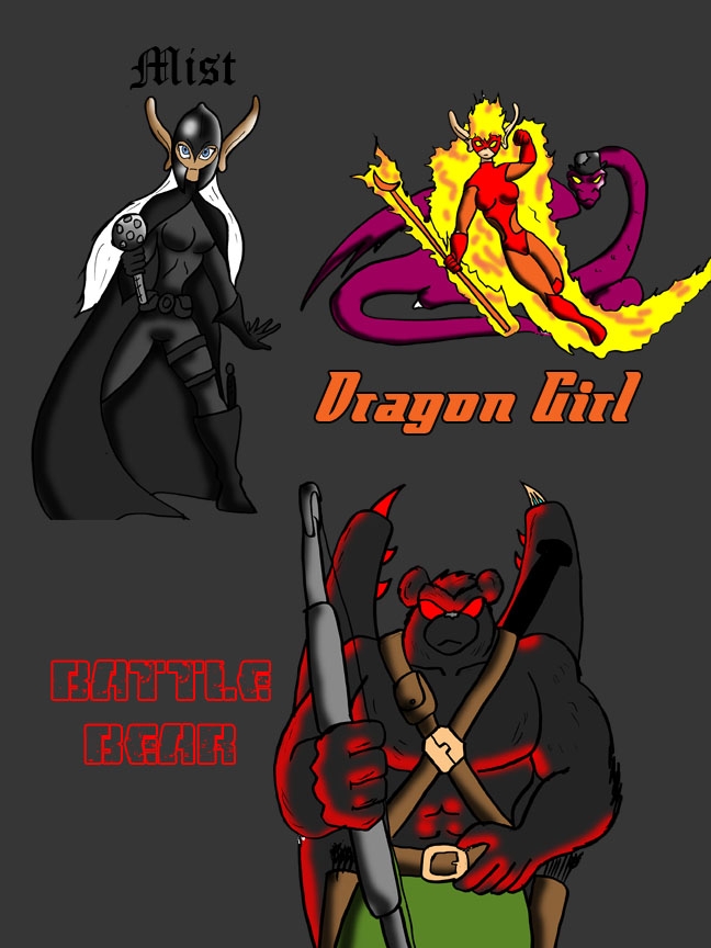 Mist, Dragon Girl and Battle Bear
