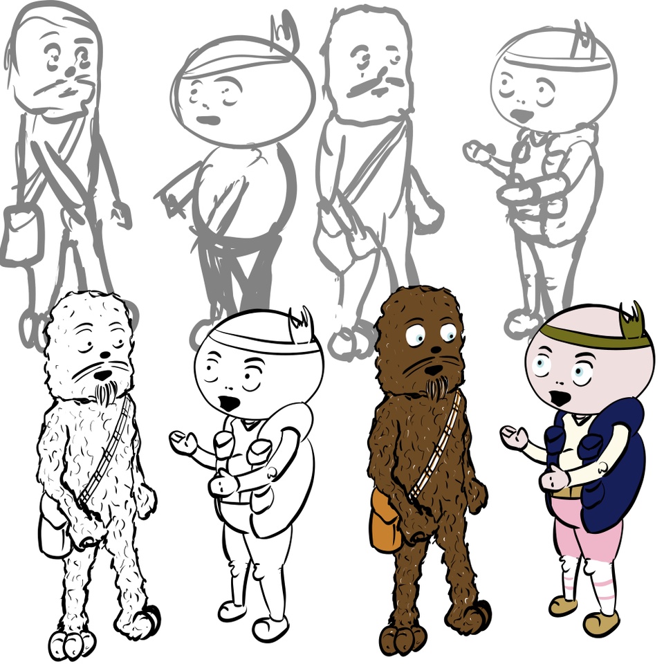 When Tildie Met Chewie - Roughs and Process Sketches