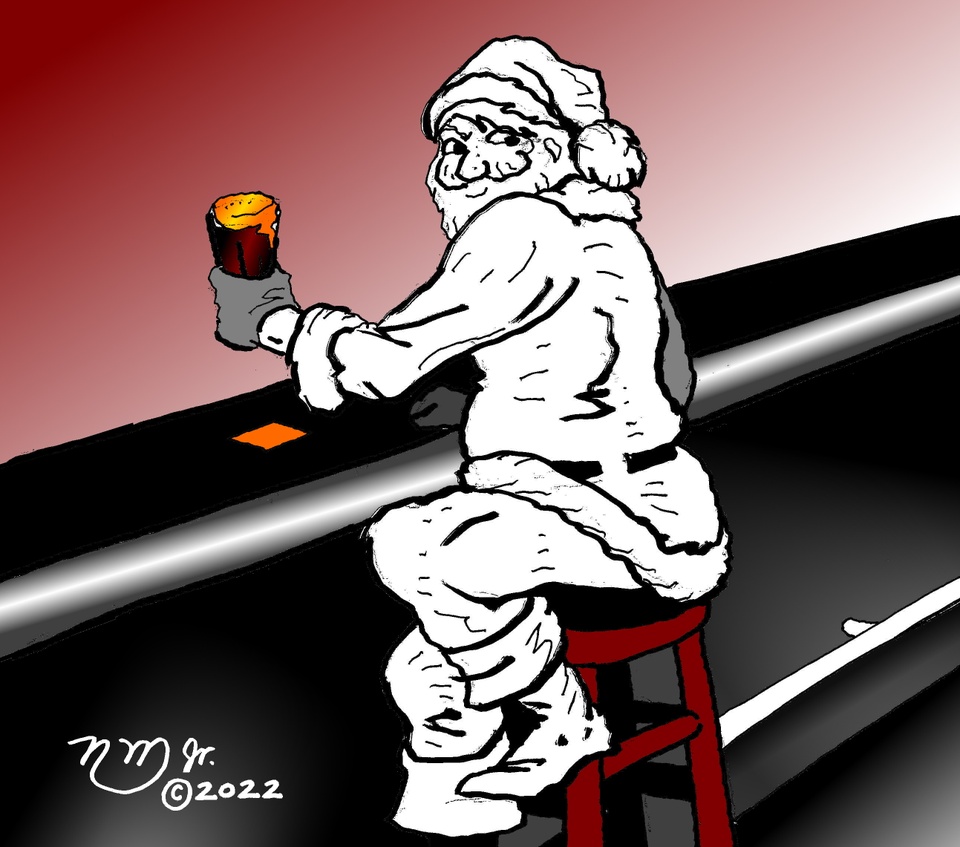 22tb0210 Santa at the bar drinking Guinness