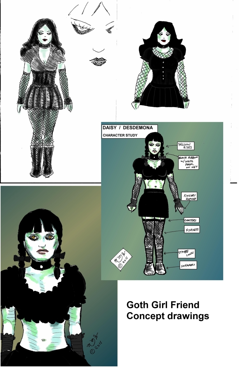 Goth Girl Friend - concept drawings