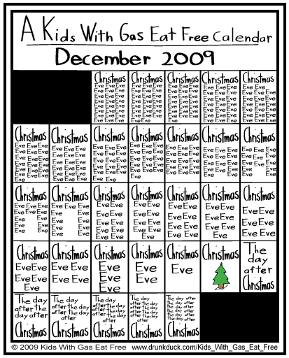 Kids With Gas Eat Free #21- Christmas Calendar.