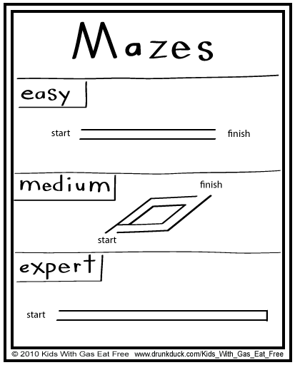 Kids With Gas Eat Free #57- Activity Book Part 3: Mazes.