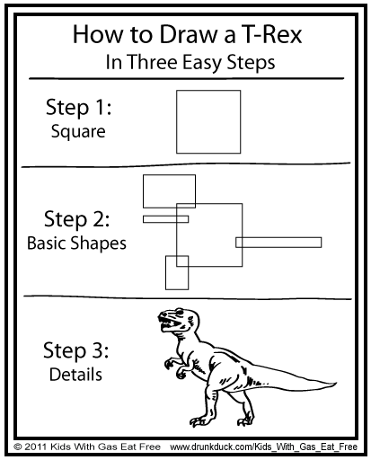 Kids With Gas Eat Free #182- How to Draw a T-Rex.