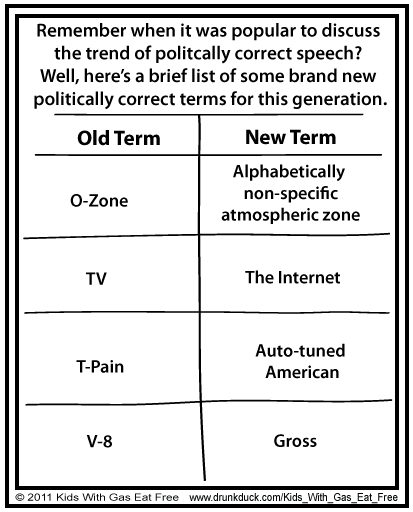 Kids With Gas Eat Free #212-  New Politically Correct Terms.