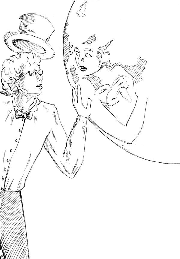 Sketch Week -- The young Magician and his love (the moon)