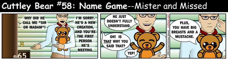 58--Cuttley Bear: Name Game 9--Monday through Thursday