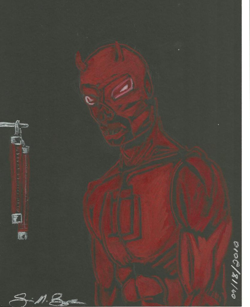 Daredevil-red and white pencils