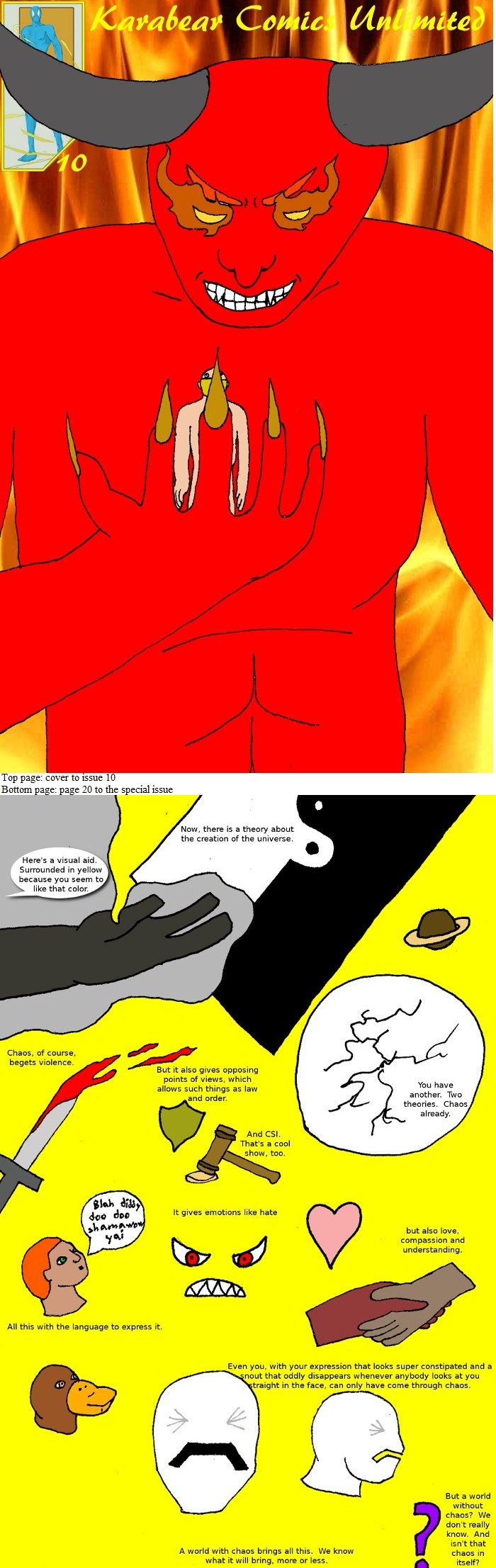 Cover (issue 10 - Lucifer Sam) and Page 20 (Halloween Special - Cluster One)