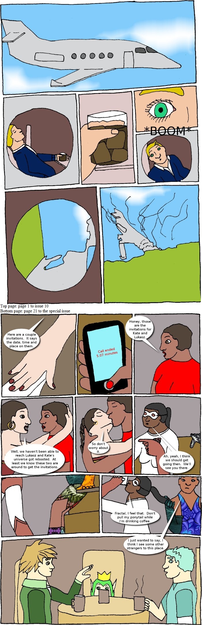 Page 1 (issue 10 - Lucifer Sam) and page 21 (Halloween Special - Cluster One)